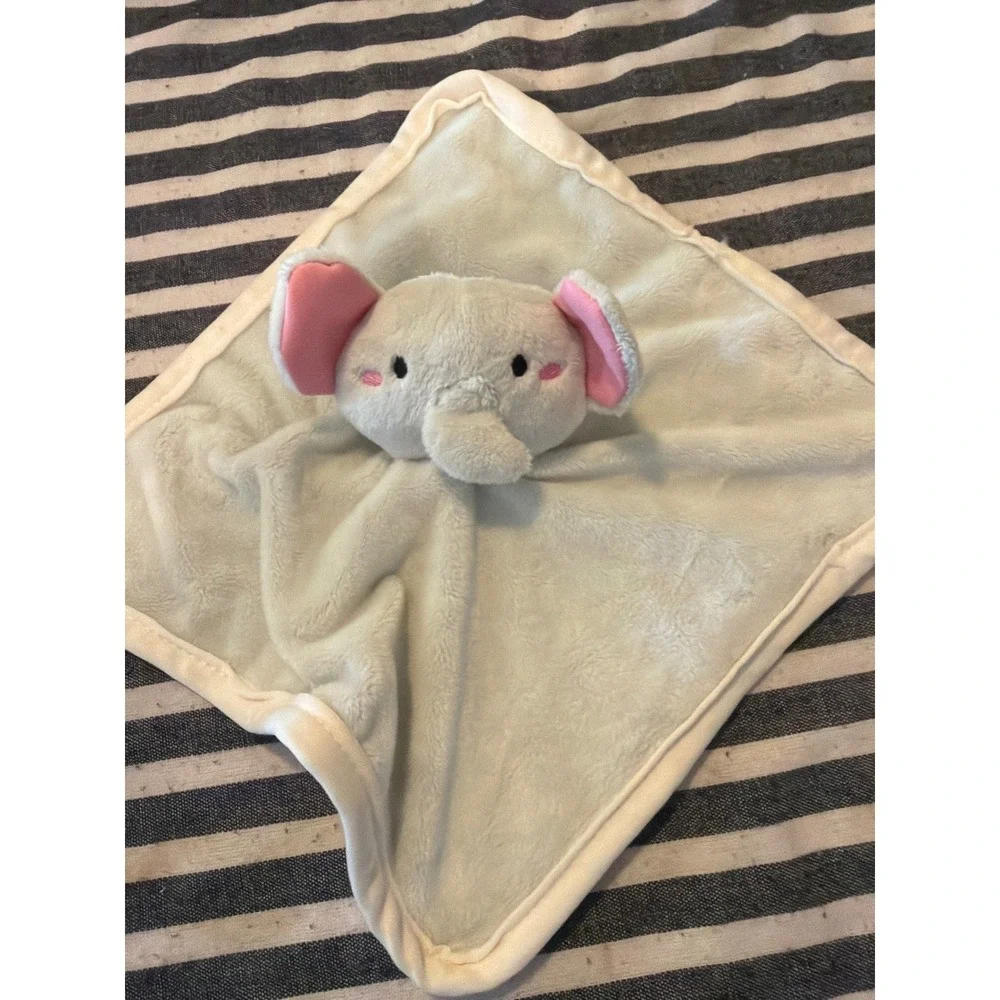 Walmart Elephant Security Blanket Lovey Light Blue Pink Plush Baby Snuggle Toy
